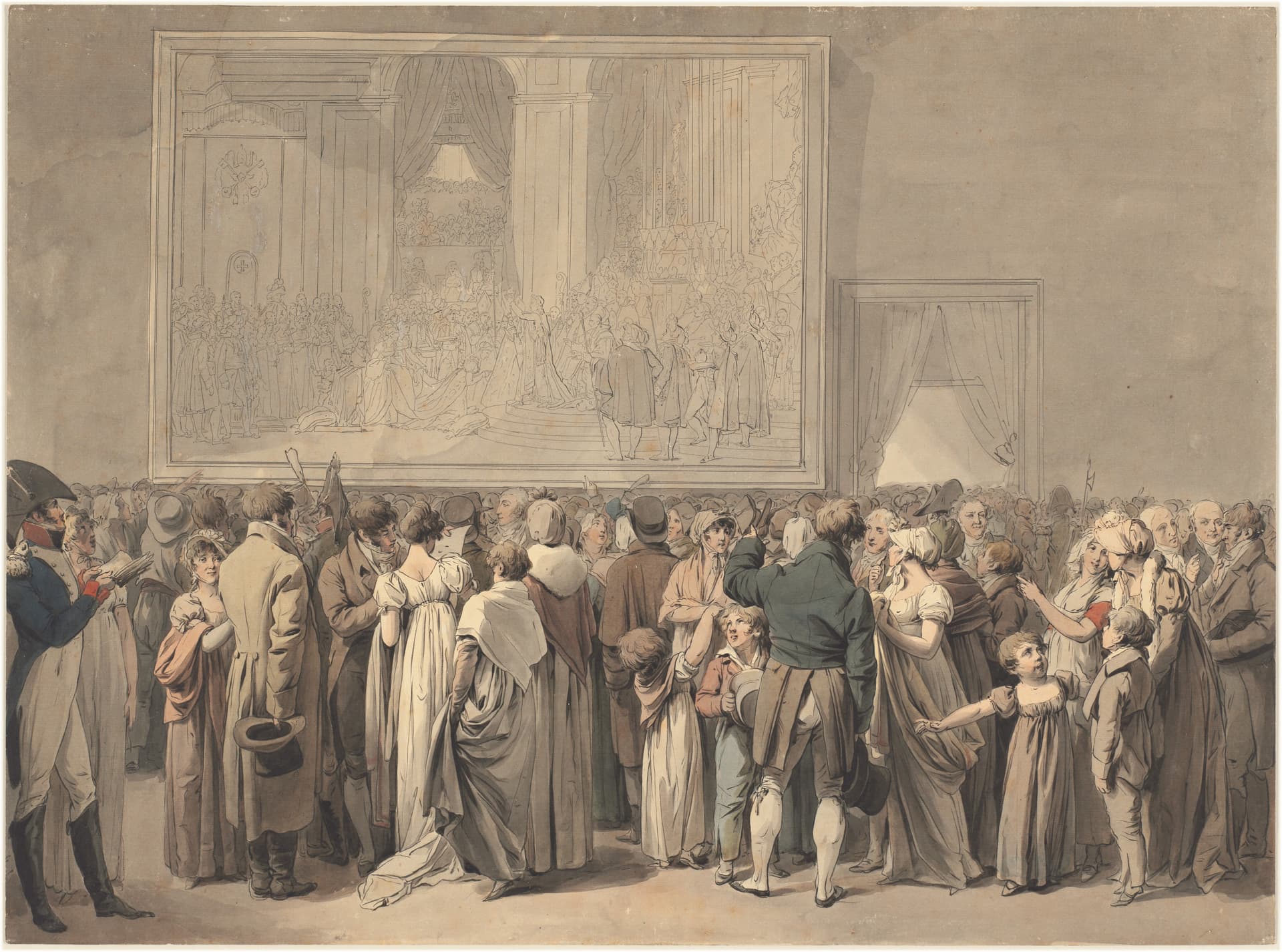 The Public in the Salon of the Louvre Viewing 'Le Sacre'
